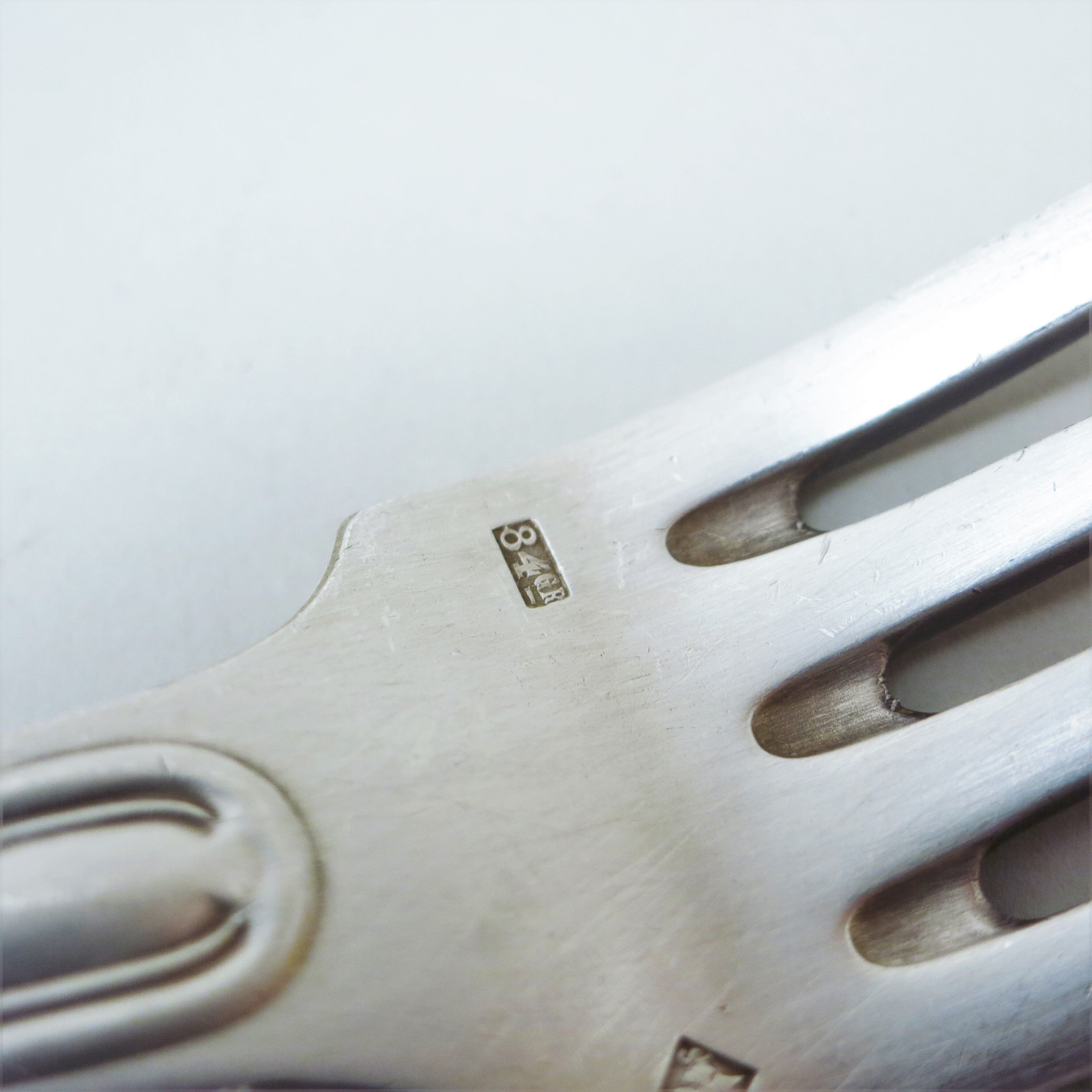 Set of six forks in silver metal mesh model