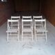 Set of 6 White Wooden Folding Chairs Vintage Scandinavian Style 1980s
