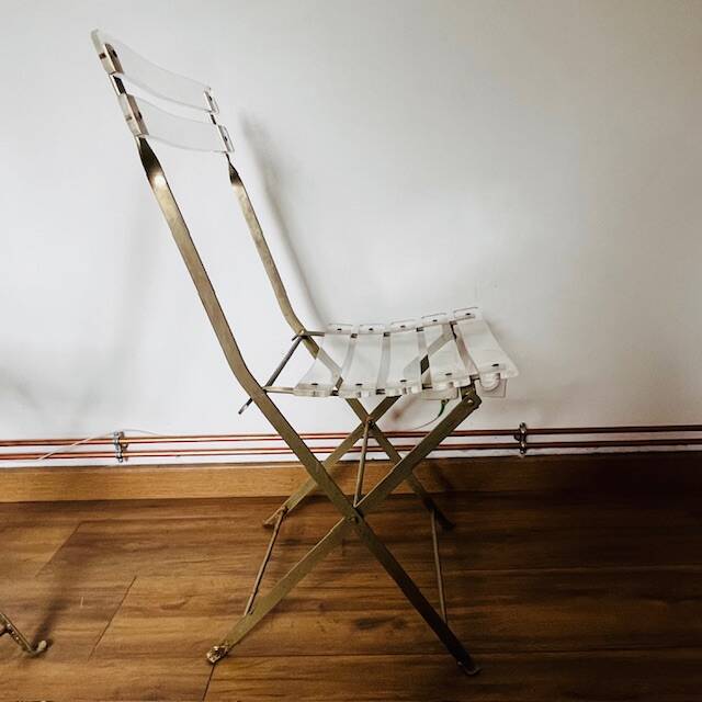 Set of 4 plexiglass folding chairs by Yonel Lebovici and Bernard Berthet 1970