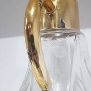 Carafe, cristal transparent, laiton doré, Allemagne, années 50