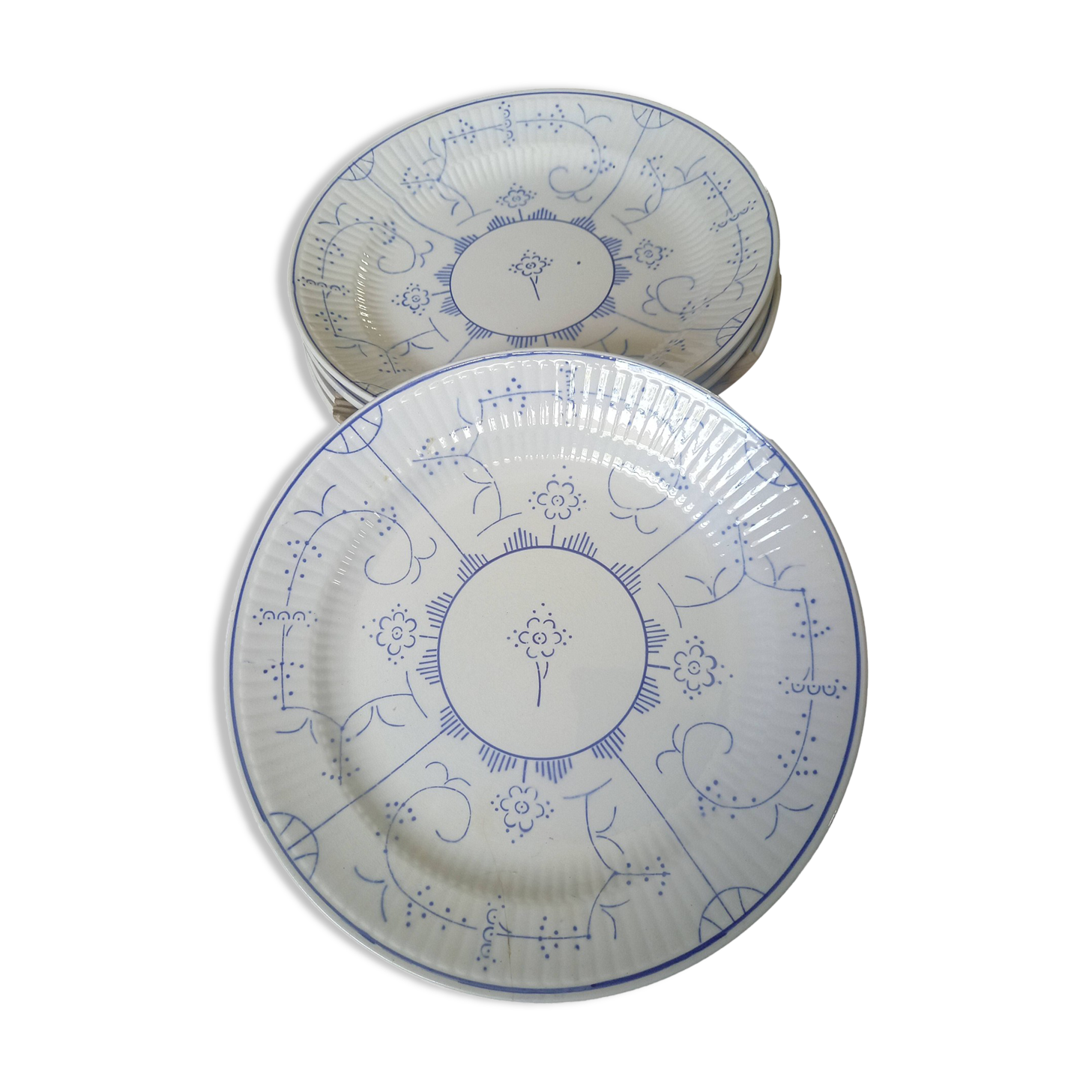 Lot 6 flat plates Boch Frères Keramis vintage earthenware