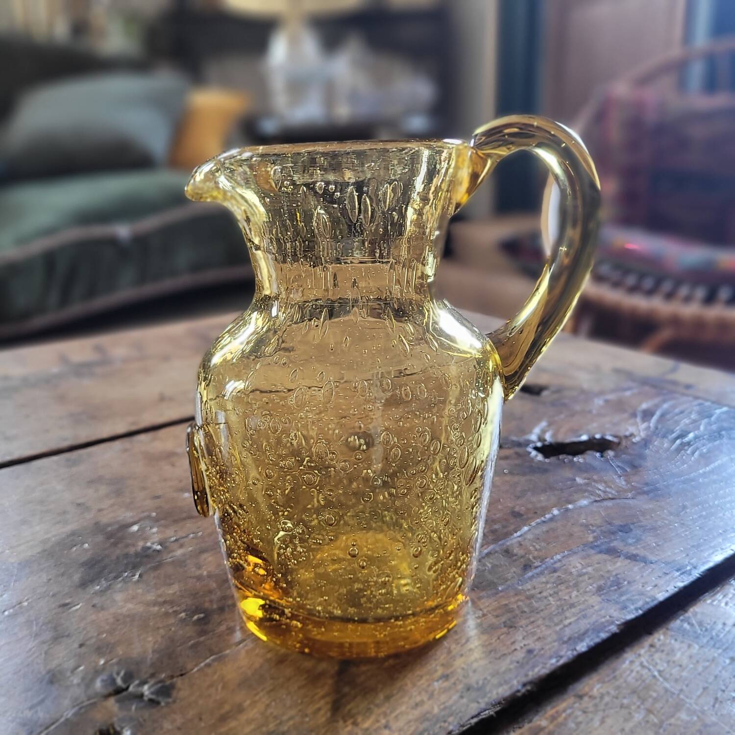 Amber bubble glass pitcher
