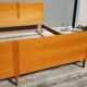 Vintage bed 1960 geometric marquetry 140