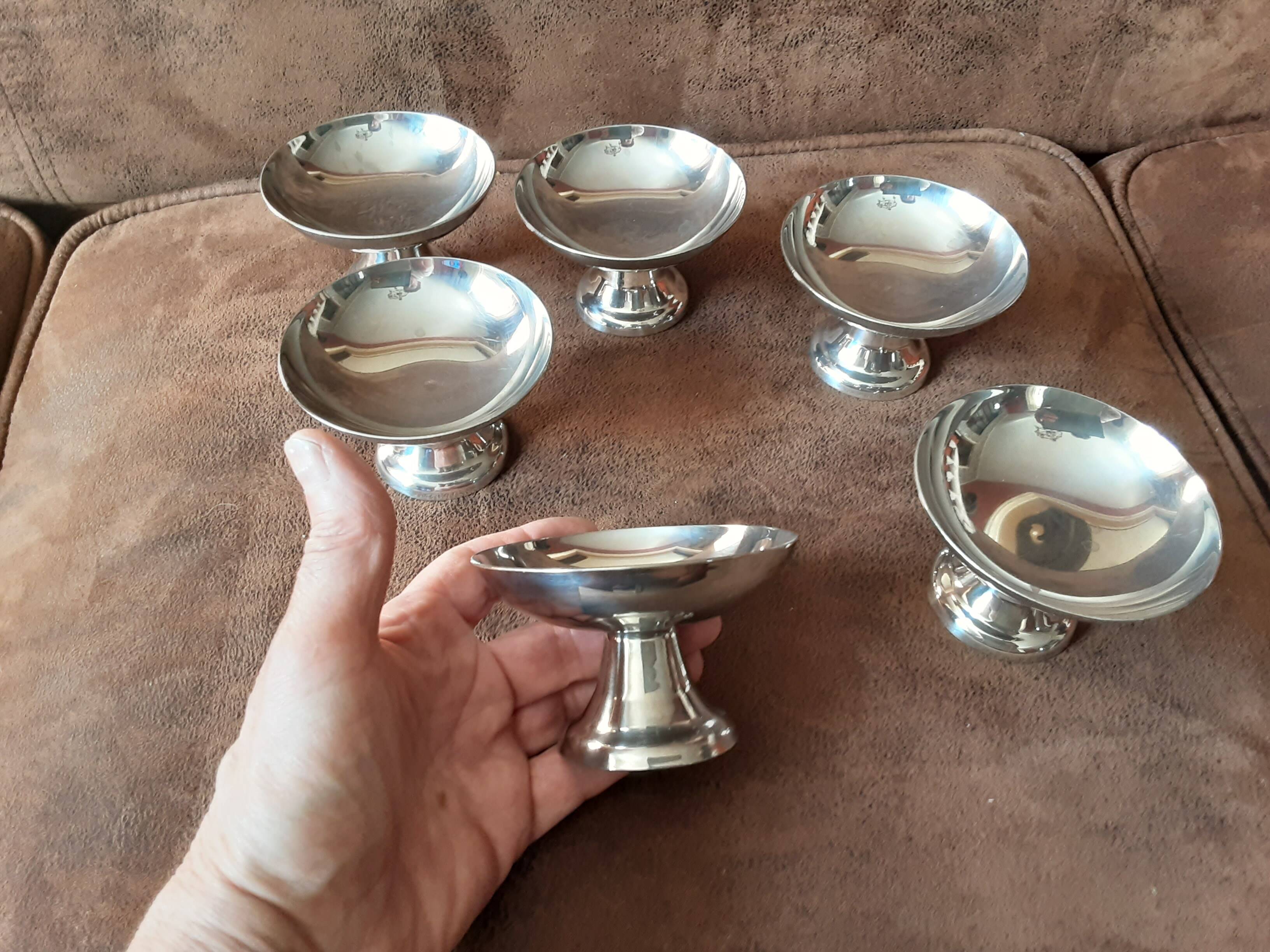 Lot de 6 coupes sur pied métal