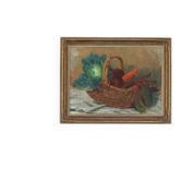 Original Swedish Oil on Canvas “Vegetable Basket” G Wald Vintage & Framed