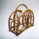 Vintage bamboo and wicker magazine rack