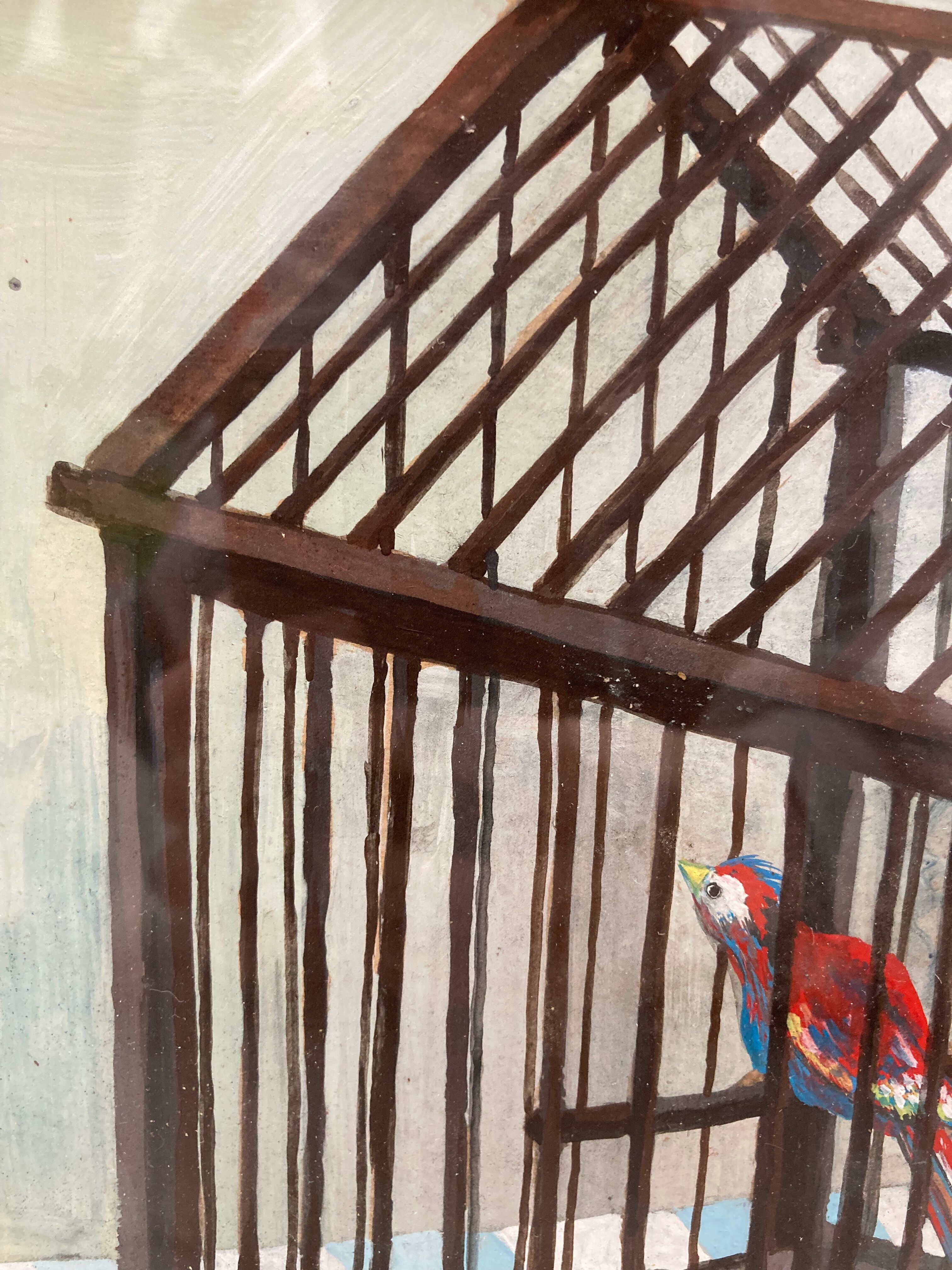 Vintage gouache painting