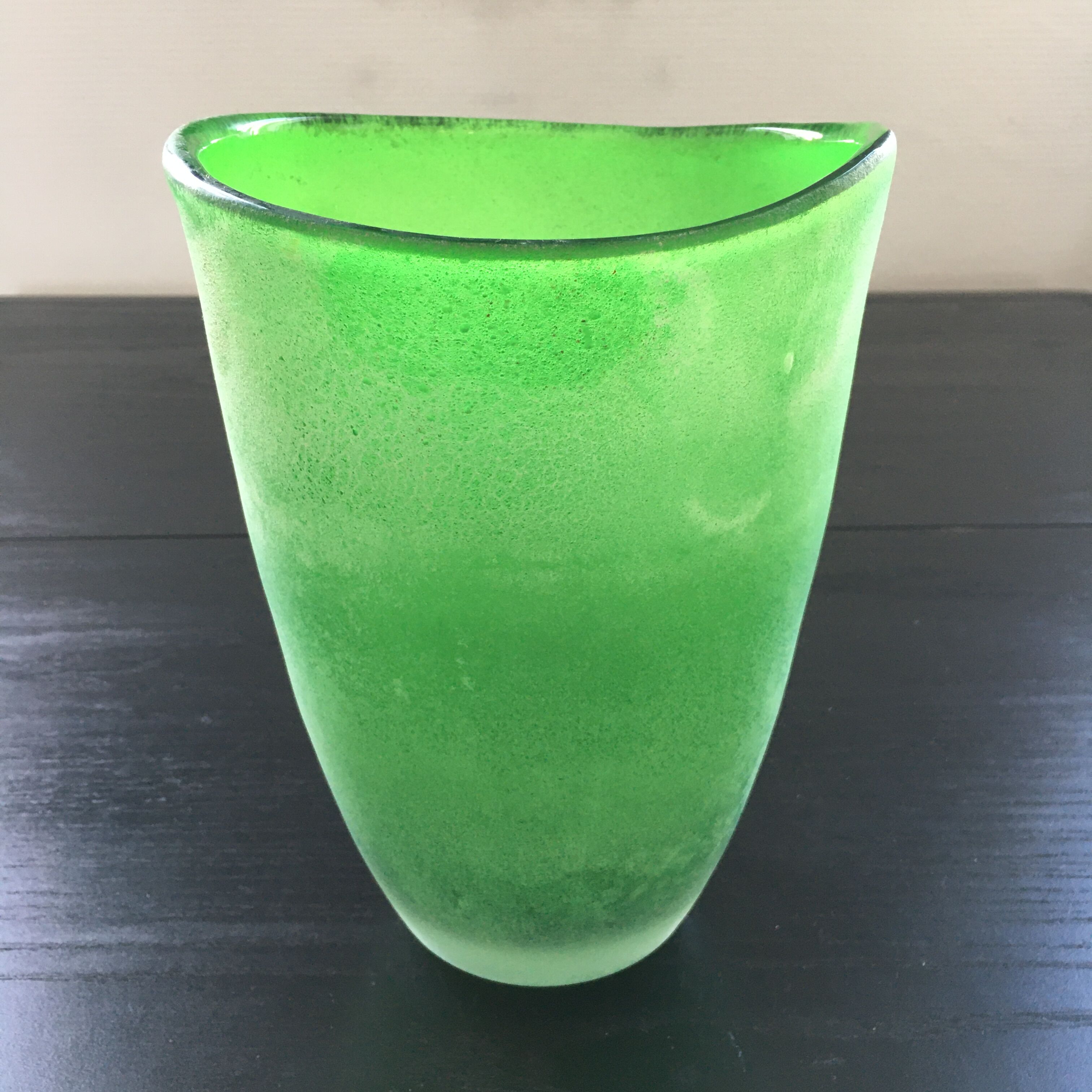 Green glass paste vase