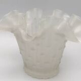 Vintage vase in frosted italian glass tulip shape with ruffled edge