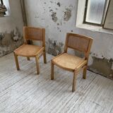 Pair of Baumann chairs beech and cannage