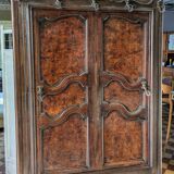 Ancien Portemanteau en Noyer massif et loupe de noyer du 19ème siècle