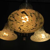 Vintage hanging lamp with 3 cloudy glass shades