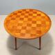 Vintage beech veneer table, checkerboard effect, Italian design from the 1950s.