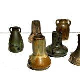 Suite de 7 vases miniatures en grès,Denbac & Charles Greber France début XX