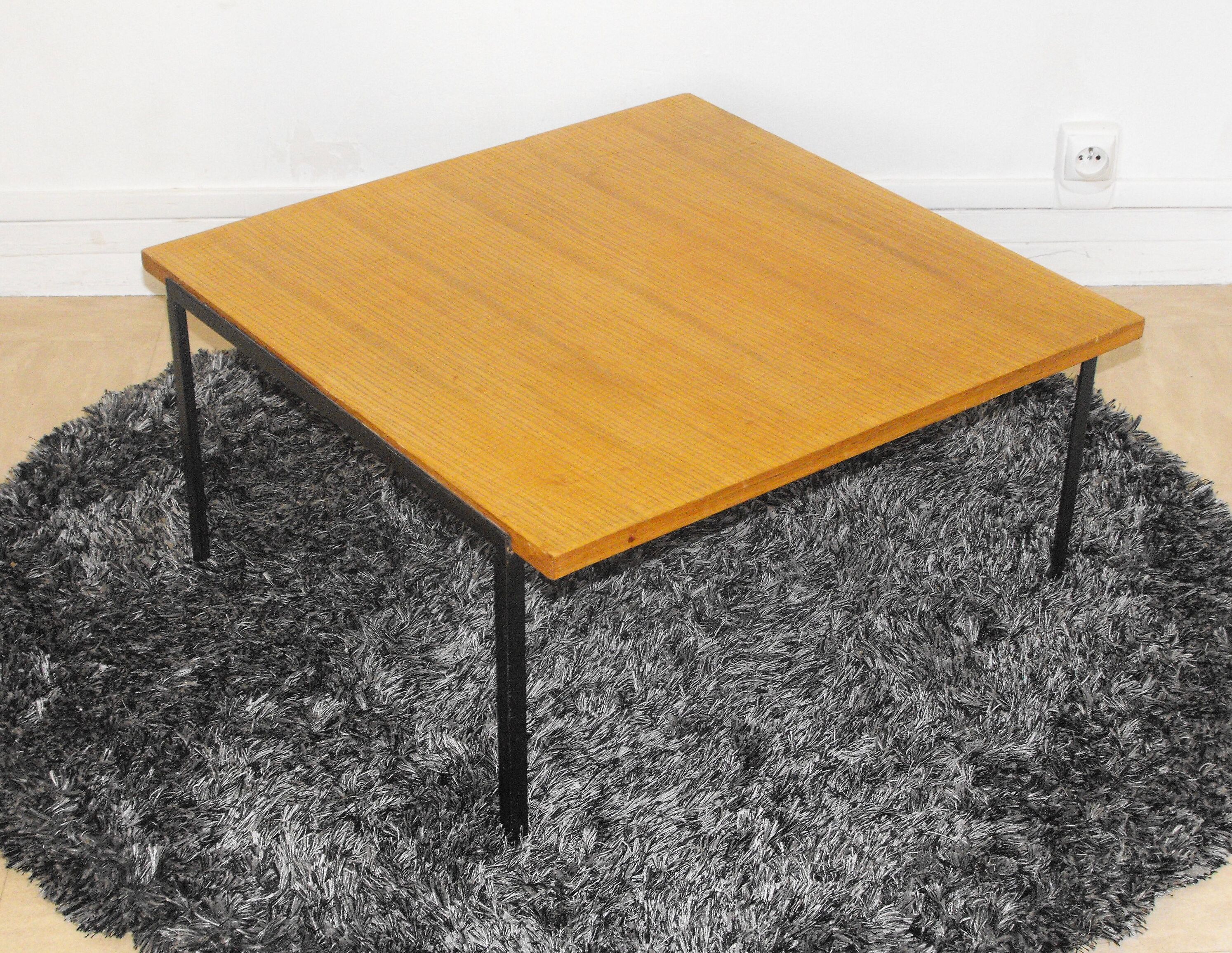 Small coffee table metal and wood design BOWMAN BROS years 50.