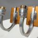 Pair art deco aluminum sconces