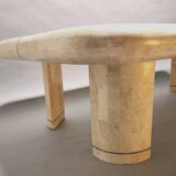 Coffee table in mosaic travertine and brass 70