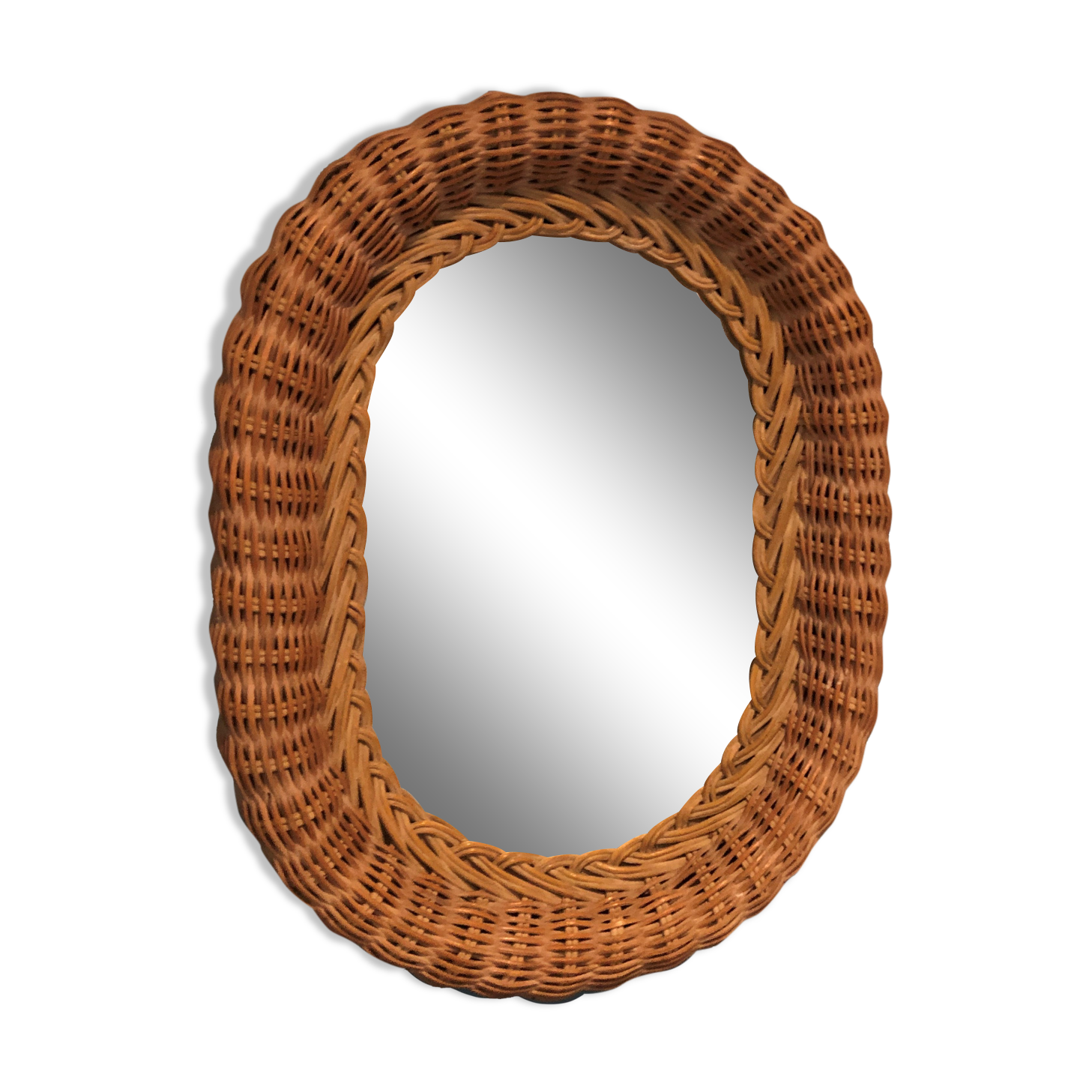 Old rattan mirror tread year 50-60