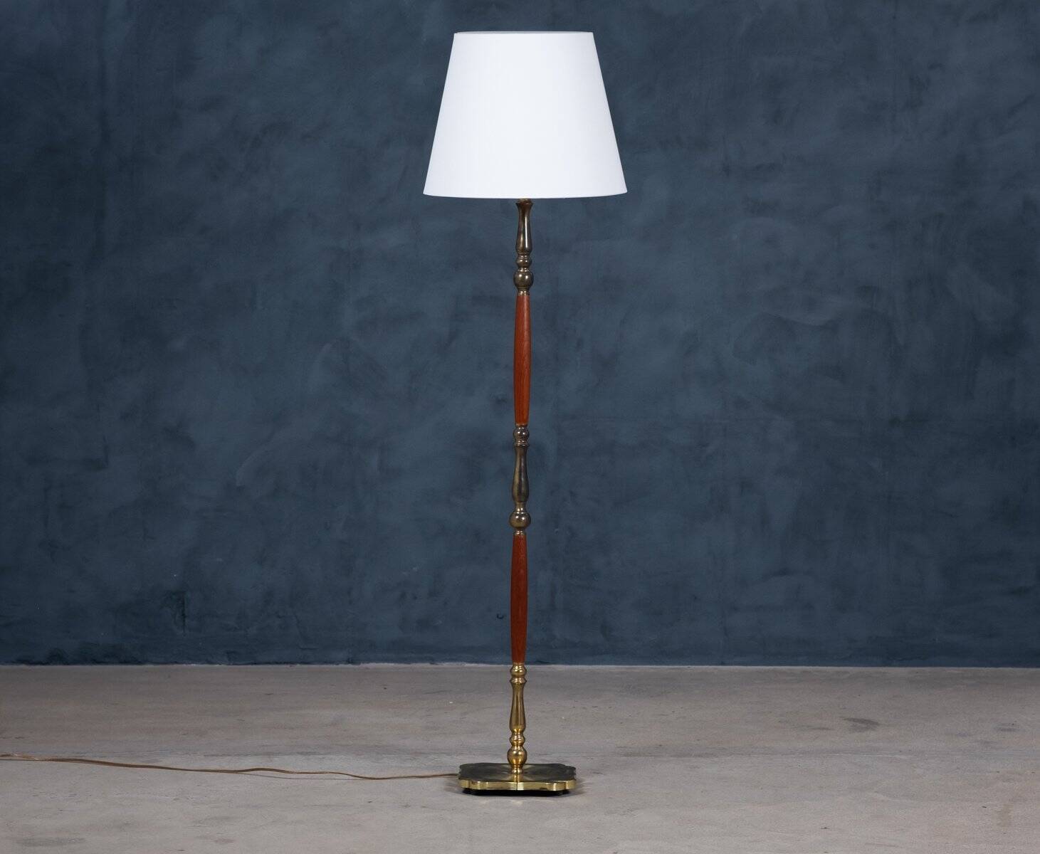 Mid-Century Floor Lamp in Teak & Brass, Denmark, 1960s