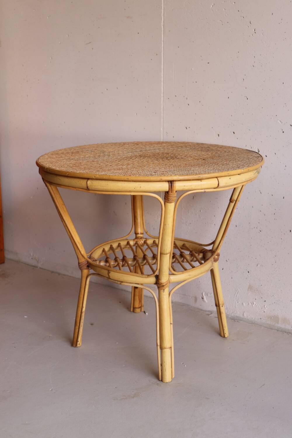 Vintage Rattan Round Coffee Table