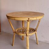 Table basse ronde en rotin vintage