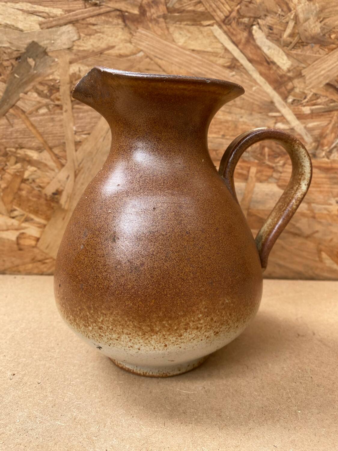 Ancien pichet keraluc grès marron beige made in france vintage