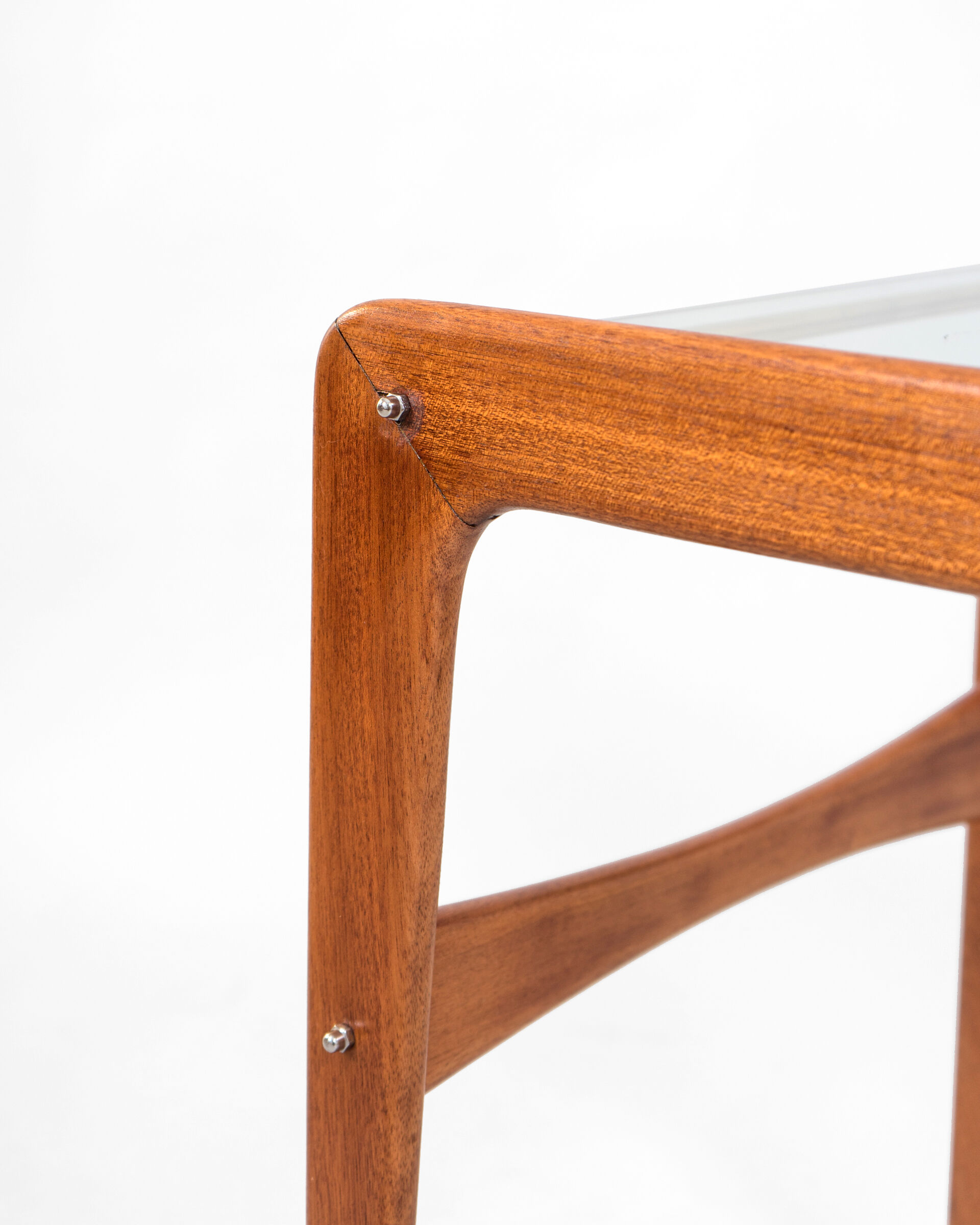 Danish teak & glass coffee table with rack, Denmark, 1960s