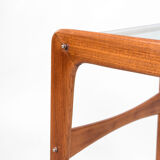 Danish teak & glass coffee table with rack, Denmark, 1960s