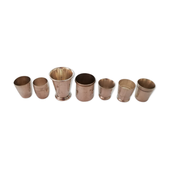 Set of 7 timpani in silver metal