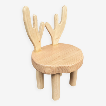 Children's chair in deer wood - Reindeer stool