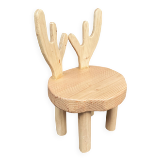 Children's chair in deer wood - Reindeer stool