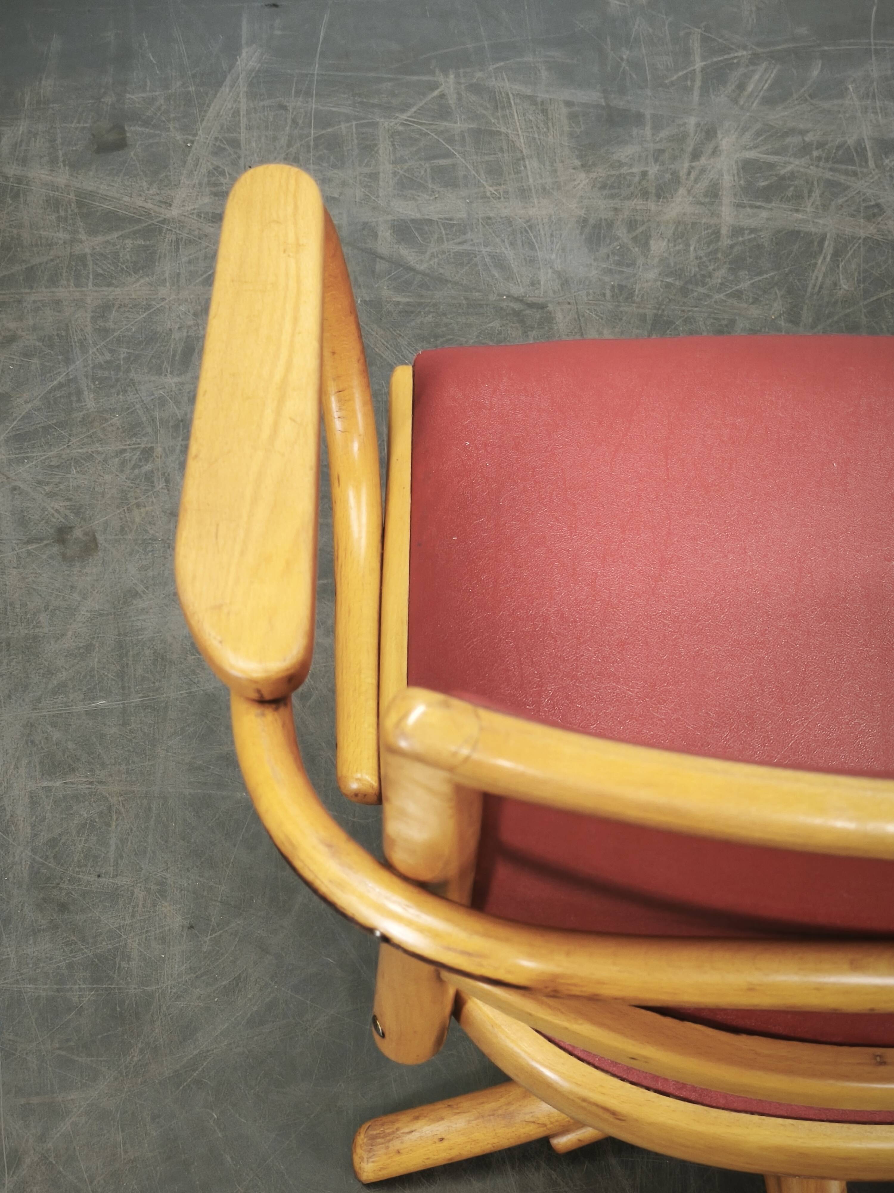 Ligna Adjustable Swivel Office Chair, Czechoslovakia, 1950s