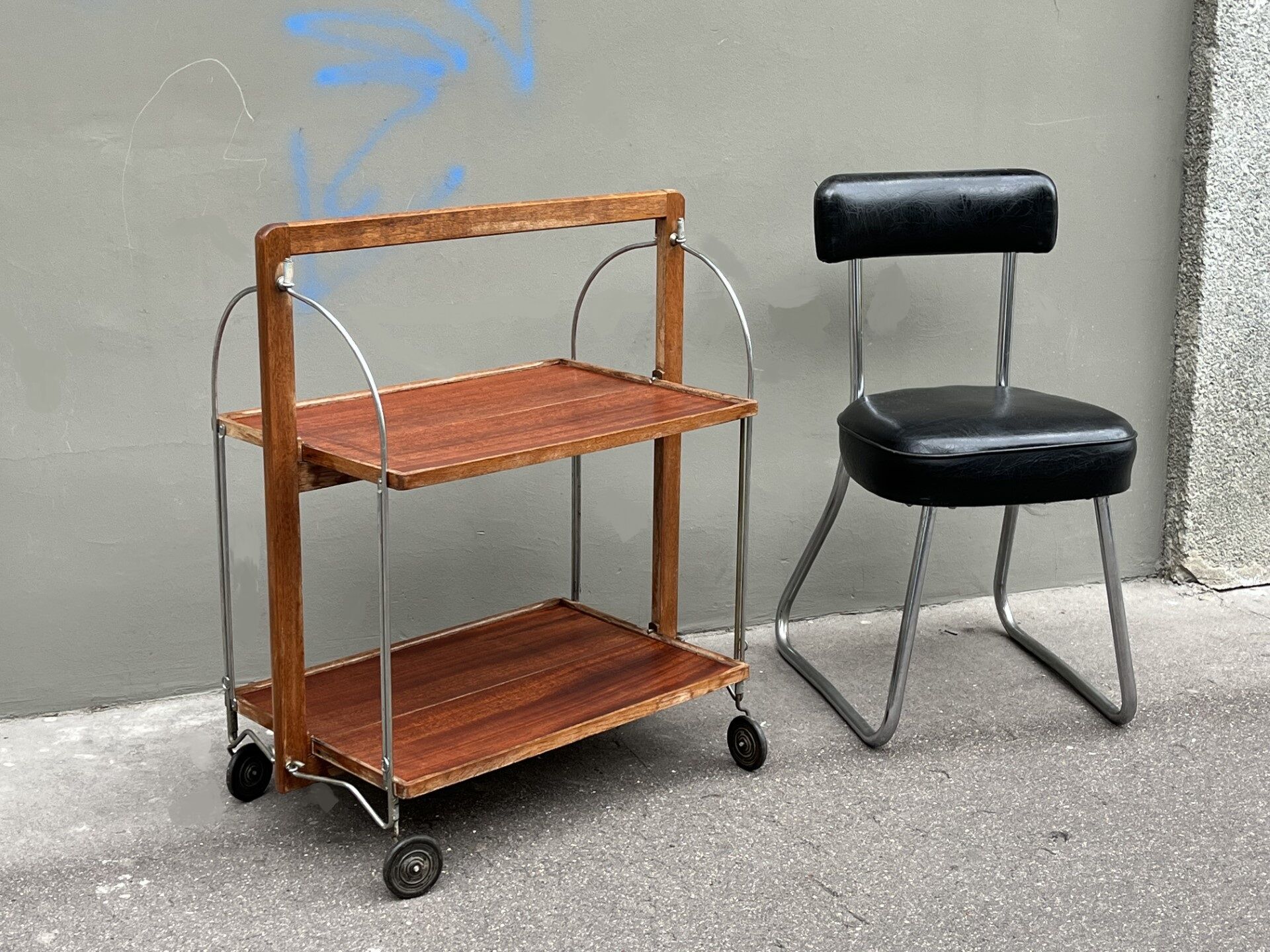 Rolling folding service table bocado 50s vintage