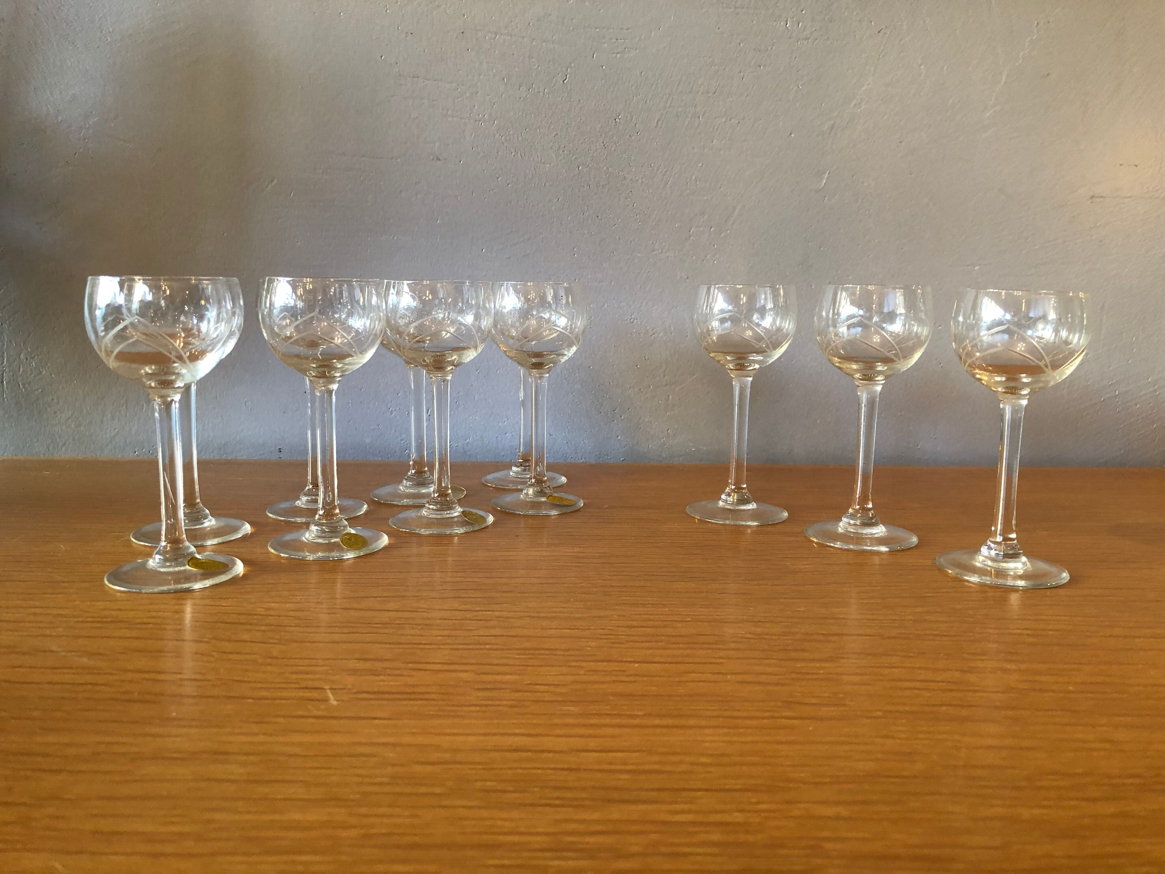 10 Meisenthal crystal glasses