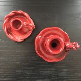Pair of slip candlesticks