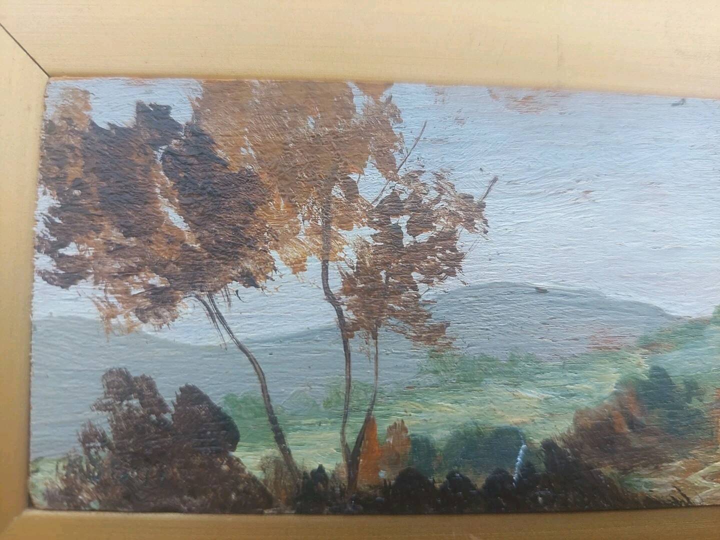 Small oil painting on wood, Tuscan landscape