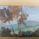 Small oil painting on wood, Tuscan landscape