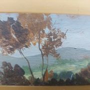 Small oil painting on wood, Tuscan landscape