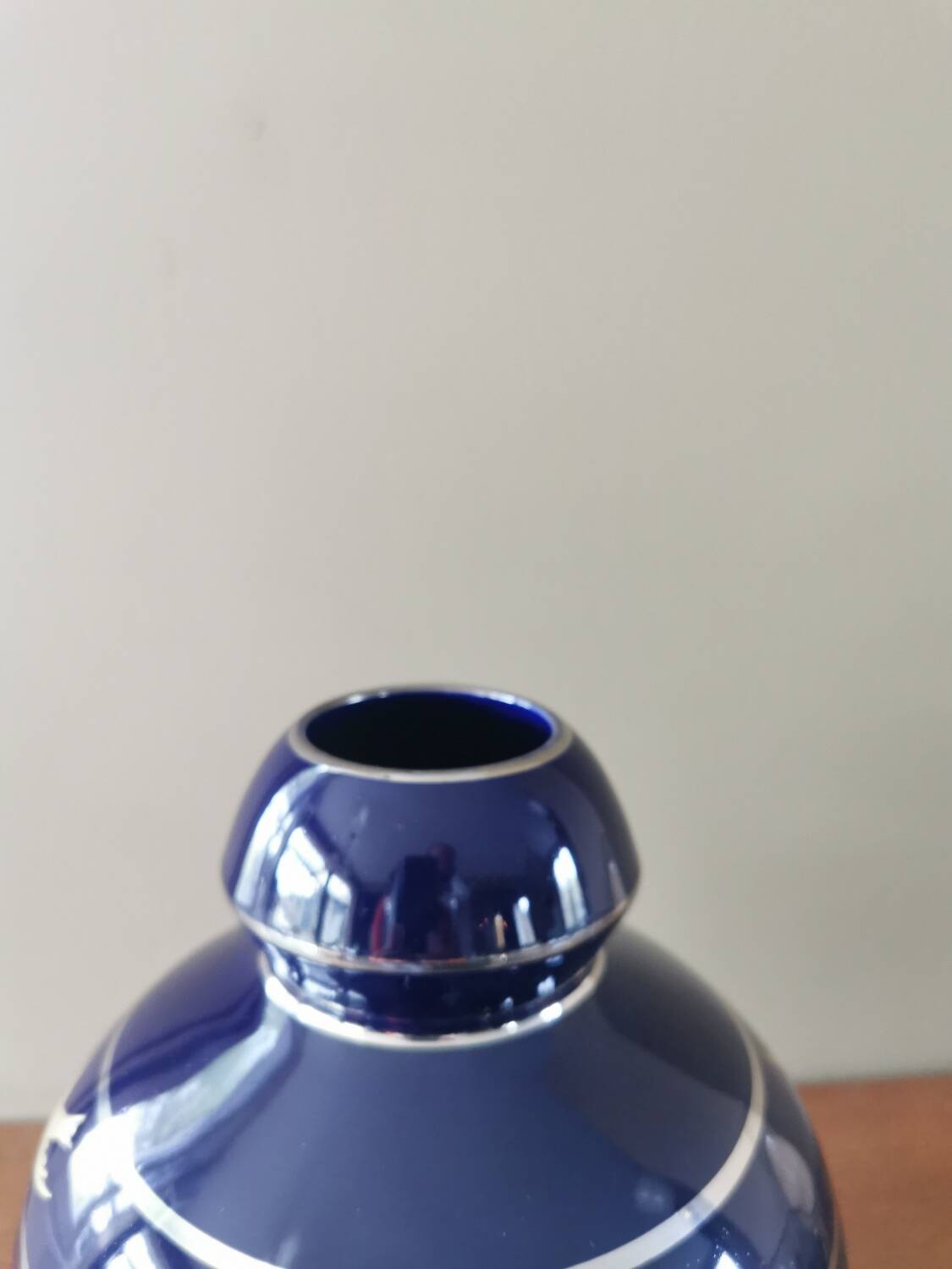 Midnight blue ceramic art deco vase