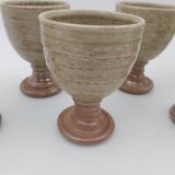 6 verres à pied en grès pyrité signés gobelets céramique