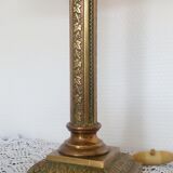 Lampe de table bronze et laiton, décor floral feuilles de vigne