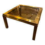 Gold square coffee table and smoked glass