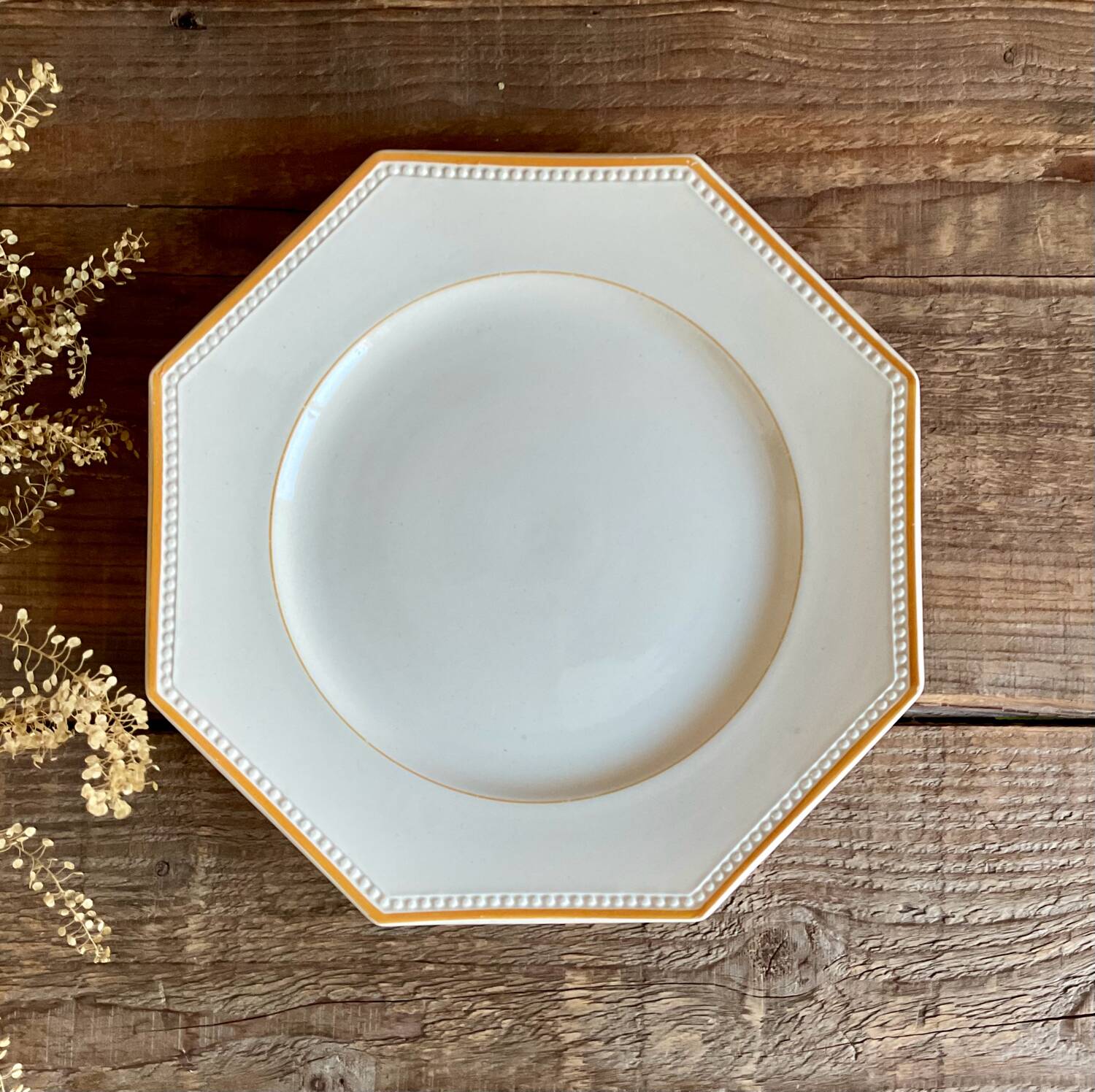 4 Sarreguemines octagonal beaded plates