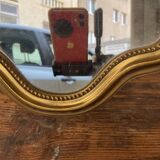 Vintage mirror in gilded and pearl wood 27x35cm