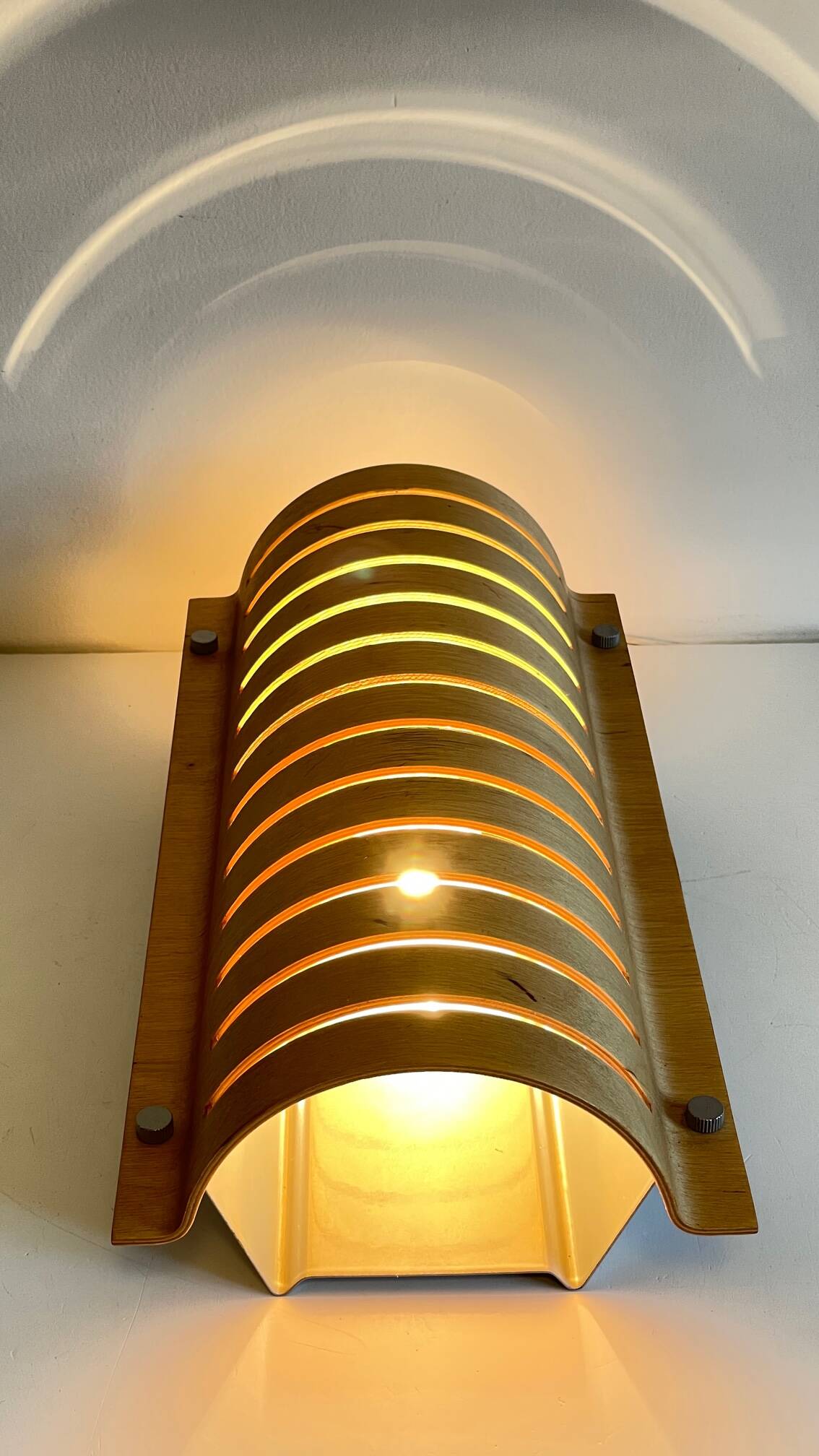 Vintage Ikea bent wood and steel wall light