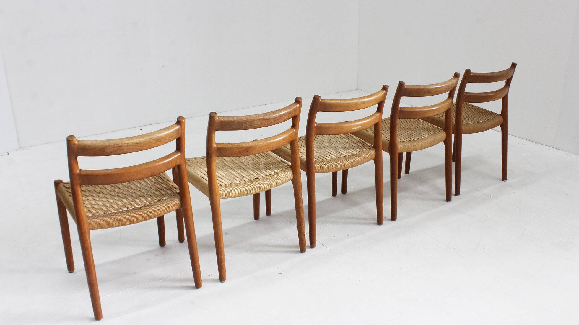 Vintage Danish dining room chairs by Niels Otto Moller model 84 set of 5