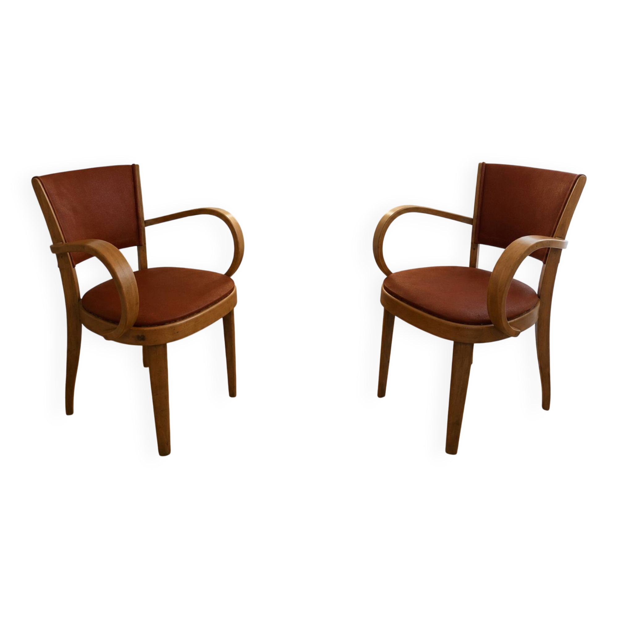 Pair of Fischel armchairs in bent wood
