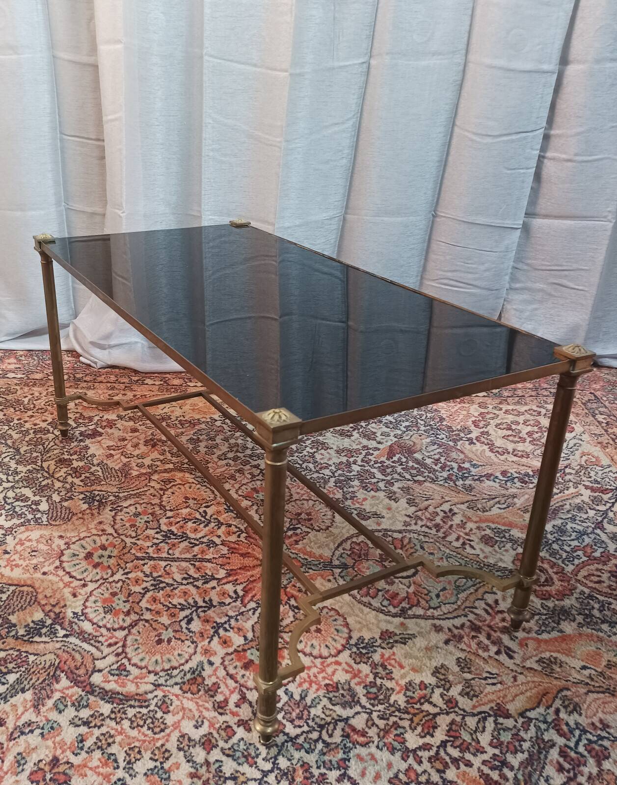 Vintage coffee table in brass and glass