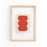 abstract illustration in red-orange on paper signed eawy