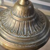 Art deco bronze lamp with pretty purple tulip, 41x15 electricity ok